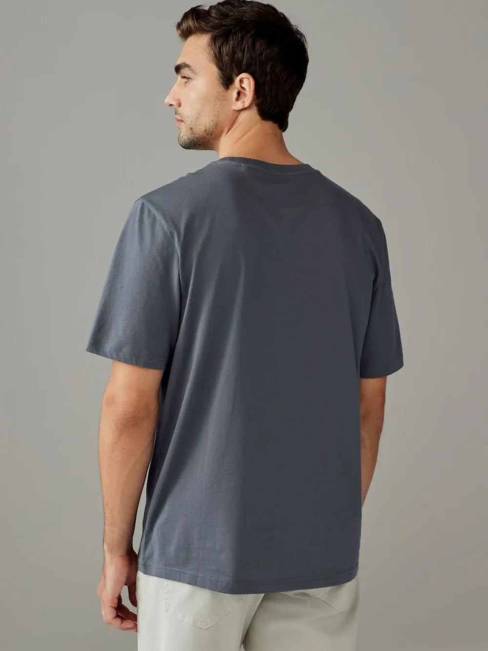 Next Grey Slate Regular Fit Essential Crew Neck Cotton T-Shirt^ Loungewear