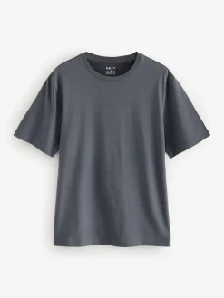Next Grey Slate Regular Fit Essential Crew Neck Cotton T-Shirt^ Loungewear