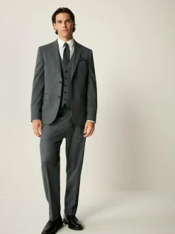 Clearance Next Slim Fit Flannel Suit Trousers Grey