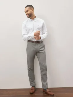 Discount Next Slim Fit Printed Belted Soft Touch Chino Trousers Grey