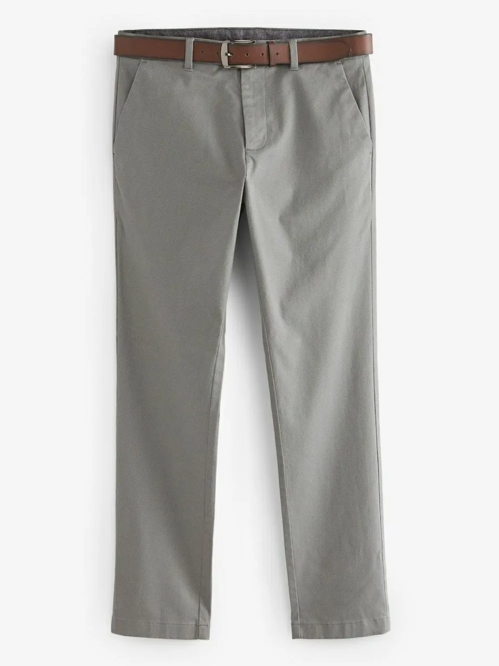 Discount Next Slim Fit Printed Belted Soft Touch Chino Trousers Grey