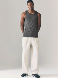 Online Next Slim Fit Ribbed Vest Grey