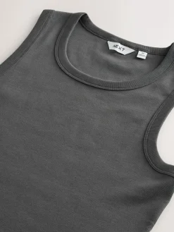 Online Next Slim Fit Ribbed Vest Grey