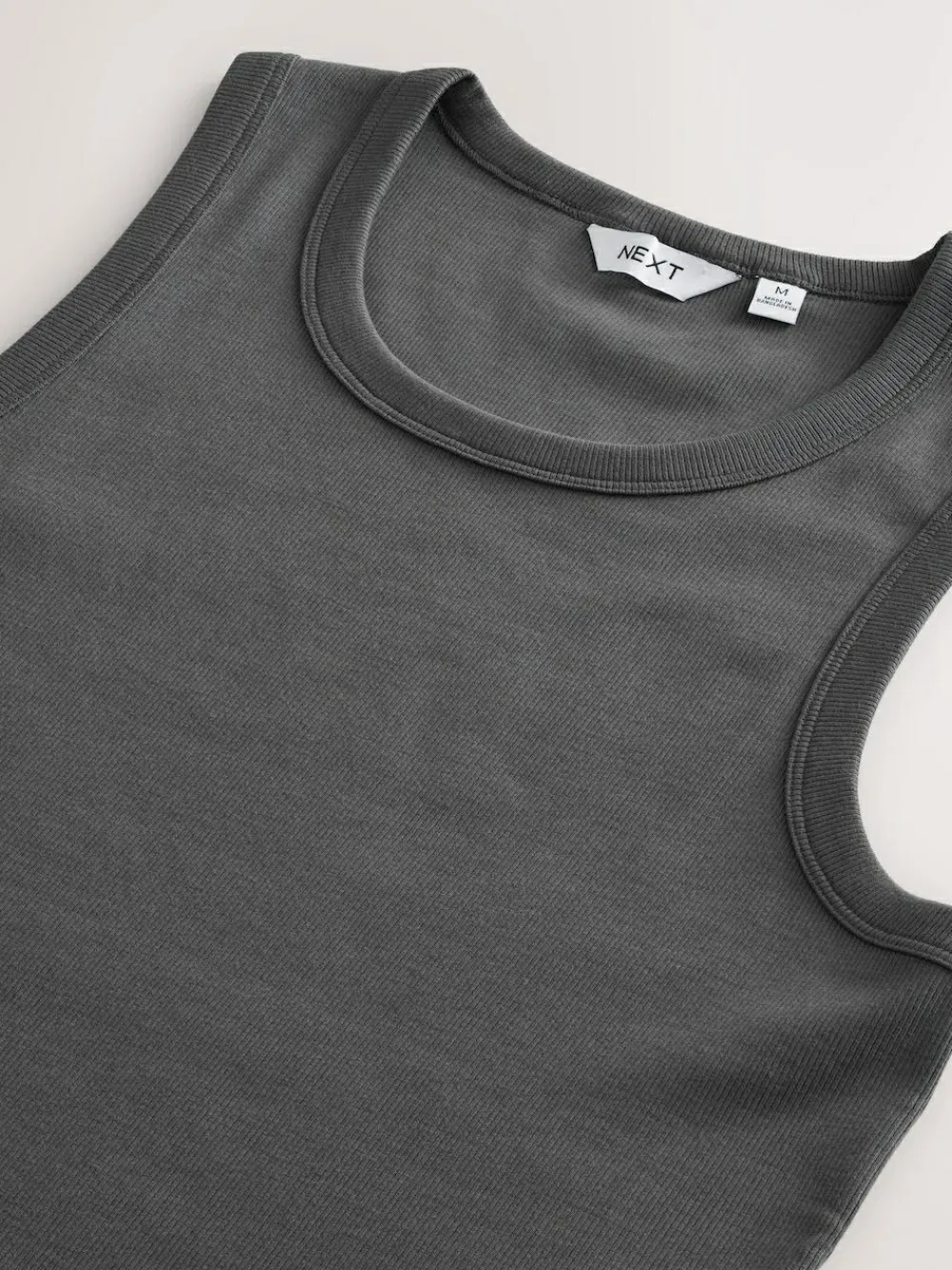 Online Next Slim Fit Ribbed Vest Grey