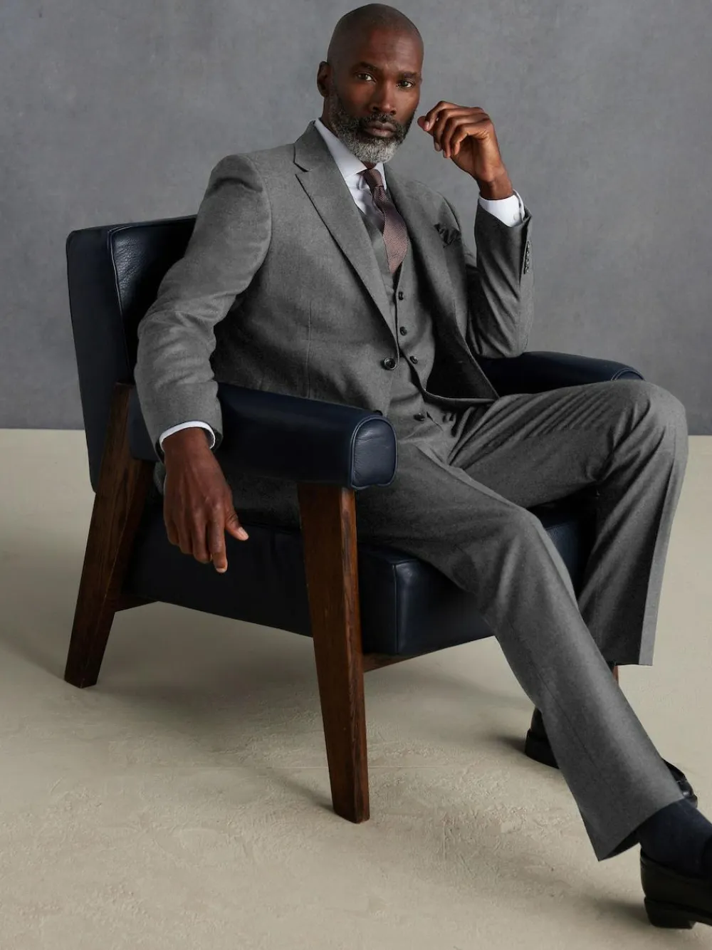 Next Slim Fit Signature Zignone Italian Wool Cashmere Blend Flannel Suit Jacket Grey