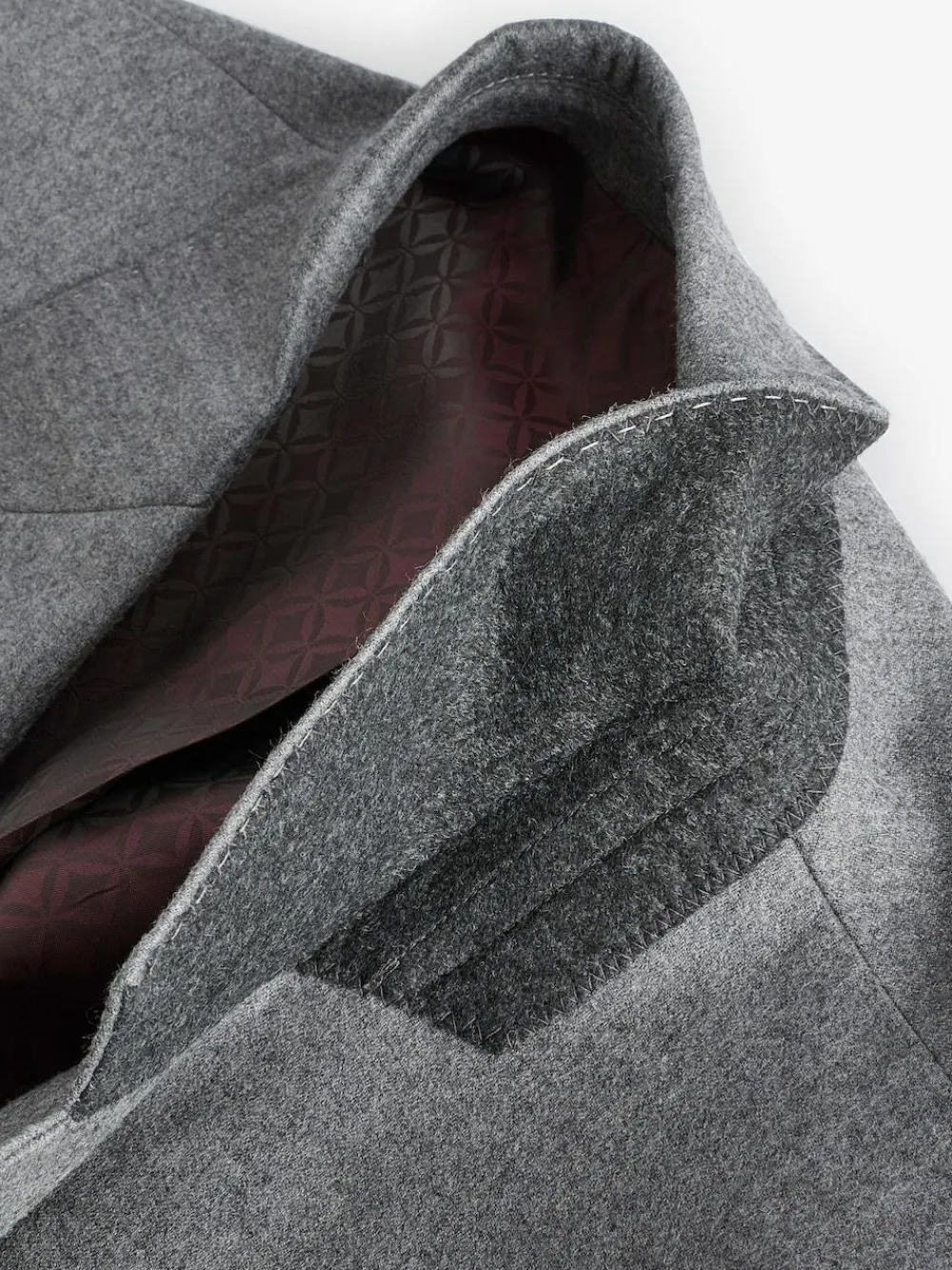 Next Slim Fit Signature Zignone Italian Wool Cashmere Blend Flannel Suit Jacket Grey