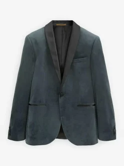 Next Slim Fit Velvet Blazer^ Grey Suits|Blazers & Formal Jackets