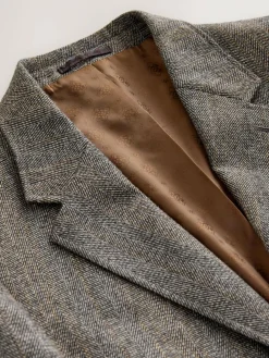 Discount Next Grey Slim Fit Wool Blend Herringbone Stripe Suit Jacket