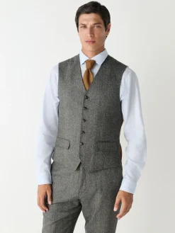 Next Grey Slim Fit Wool Blend Herringbone Stripe Suit Waistcoat^ Vests