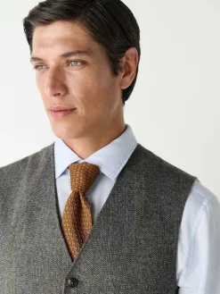 Next Grey Slim Fit Wool Blend Herringbone Stripe Suit Waistcoat^ Vests
