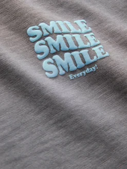 Next Grey Slogan Long Sleeves Semi Plain T-Shirt (3mths-7yrs)^BOY T-Shirts