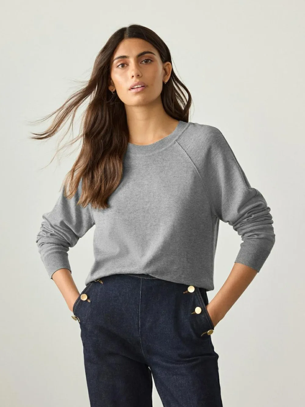 Best Next Grey Soft Touch Crew Neck Cotton Rich Jumper