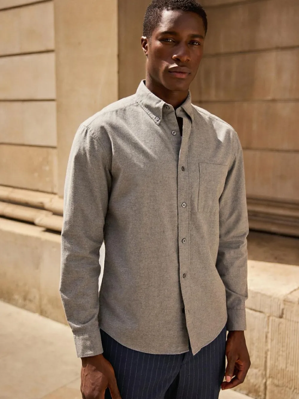 Next Grey Soft Touch Oxford Long Sleeve Shirt^ Shirts