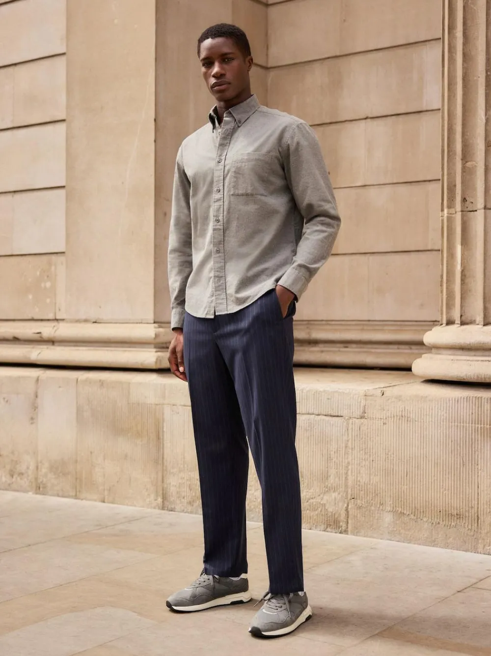 Next Grey Soft Touch Oxford Long Sleeve Shirt^ Shirts