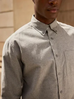 Next Grey Soft Touch Oxford Long Sleeve Shirt^ Shirts