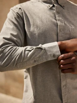 Next Grey Soft Touch Oxford Long Sleeve Shirt^ Shirts