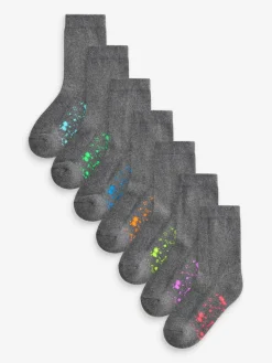 Outlet Next Cotton Rich Cushioned Socks 7 Pack Grey Splat