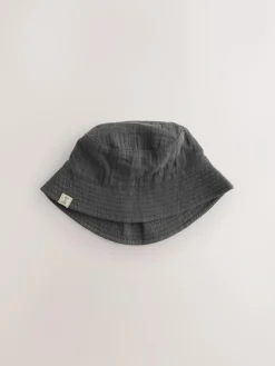Online Next Grey Stampy Printed Woven Baby Bucket Hats 2 Pack (0mths-2yrs)