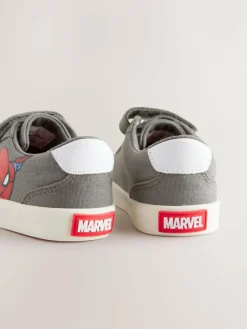 Next Grey Standard Fit (F) Spiderman Touch Fastening Elastic Lace Trainers^ First Shoes