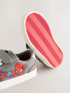 Next Grey Standard Fit (F) Spiderman Touch Fastening Elastic Lace Trainers^ First Shoes