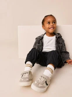 Next Grey Standard Fit (F) Touch Fastening Elastic Lace Trainers^BOY Sneakers|Sneakers