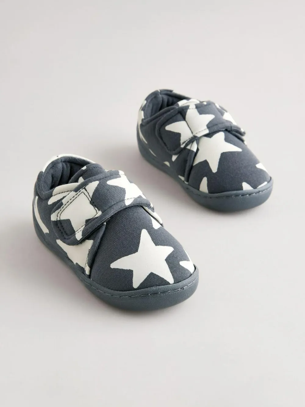 Online Next Grey Star Touch Fastening Cupsole Slippers