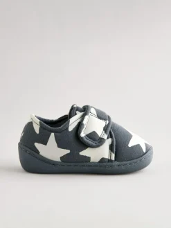 Online Next Grey Star Touch Fastening Cupsole Slippers