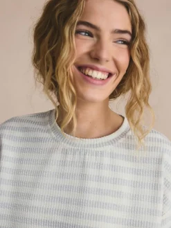 Outlet Next Textured Short Pyjamas Grey Stripe