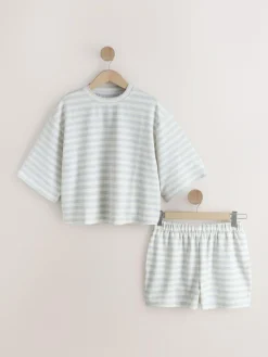 Outlet Next Textured Short Pyjamas Grey Stripe
