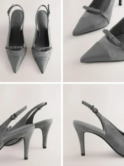 Next Forever Comfort® Leather Pointed Cutout Bow Slingback Heels^Women Heels