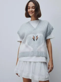 New Next Knitted Tank Grey Swan Scene