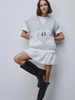 New Next Knitted Tank Grey Swan Scene