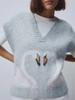 New Next Knitted Tank Grey Swan Scene