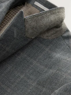 Next Grey Tailored Fit Check Flannel Suit Jacket^ Grey Suits