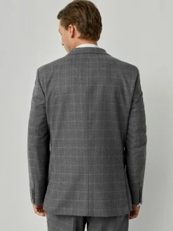Next Grey Tailored Fit Check Flannel Suit Jacket^ Grey Suits