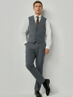 Sale Next Grey Tailored Fit Check Flannel Suit Waistcoat