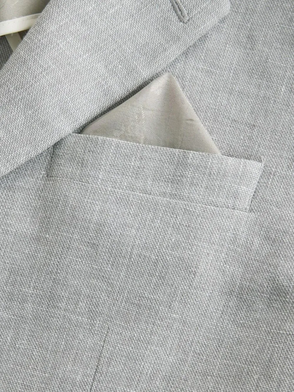 New Next Tailored Fit Linen Blend Texture Suit Jacket Grey