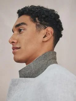 New Next Tailored Fit Linen Blend Texture Suit Jacket Grey