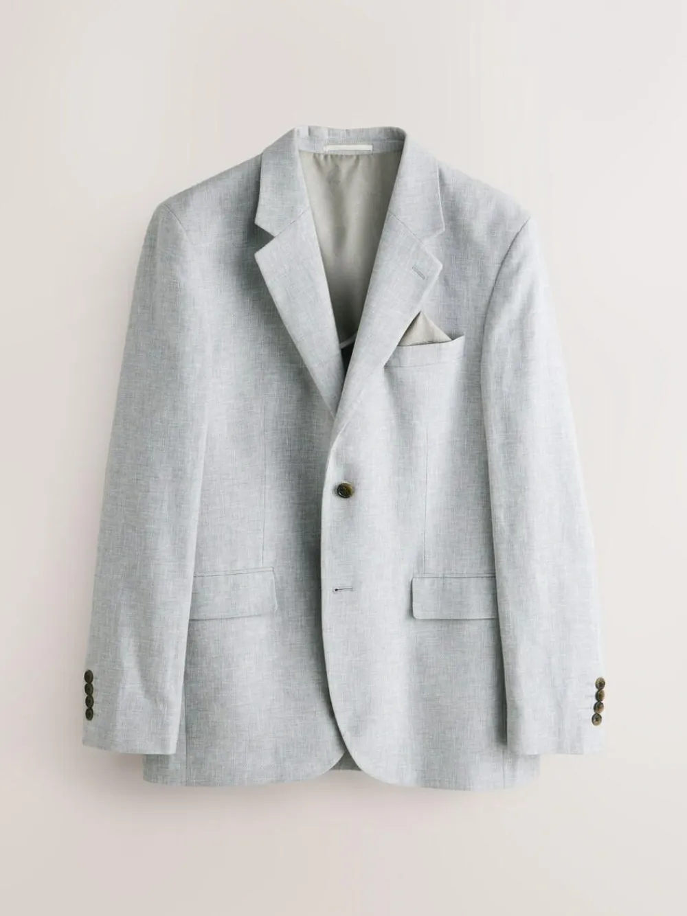 New Next Tailored Fit Linen Blend Texture Suit Jacket Grey