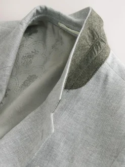 New Next Tailored Fit Linen Blend Texture Suit Jacket Grey