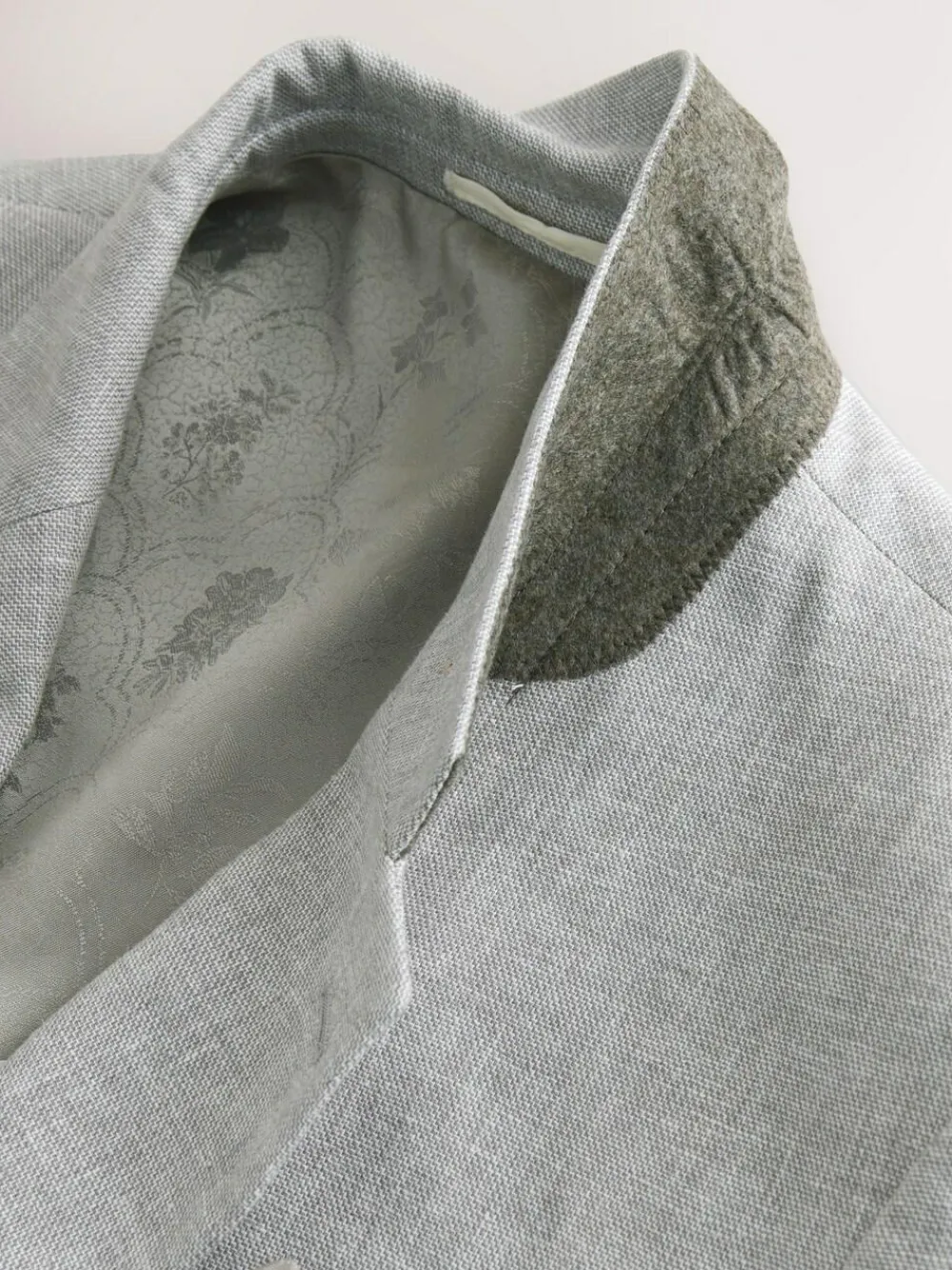 New Next Tailored Fit Linen Blend Texture Suit Jacket Grey