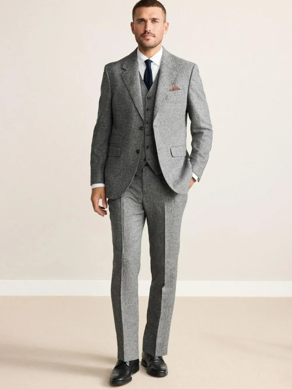 Next Tailored Fit Signature Abraham Moon 100% British Wool Donegal Suit Trousers^ Pants & Chinos