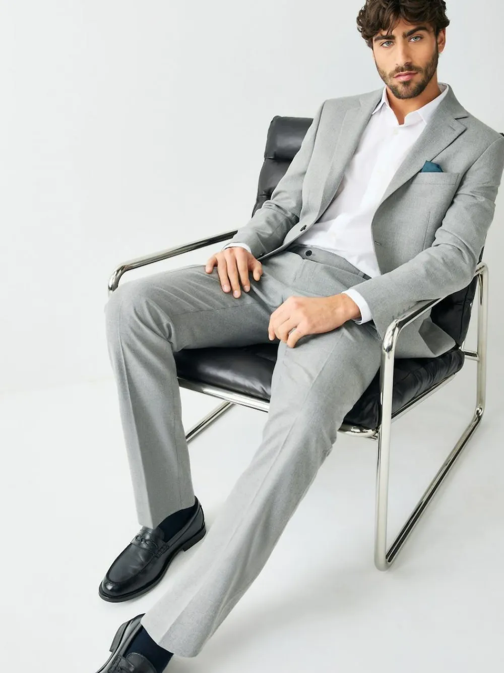 Next Tailored Fit Textured Suit Jacket^ Grey Suits