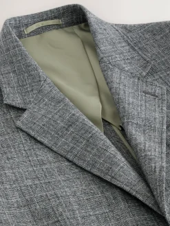 Next Grey Tailored Fit Wool Blend Check Texture Suit Jacket^ Grey Suits