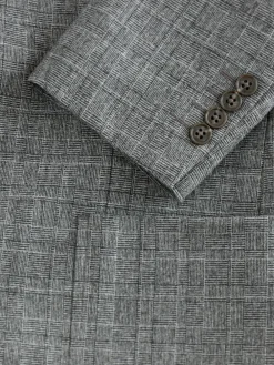 Next Grey Tailored Fit Wool Blend Check Texture Suit Jacket^ Grey Suits