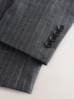 Online Next Grey Tailored Fit Wool Blend Stripe Suit Jacket