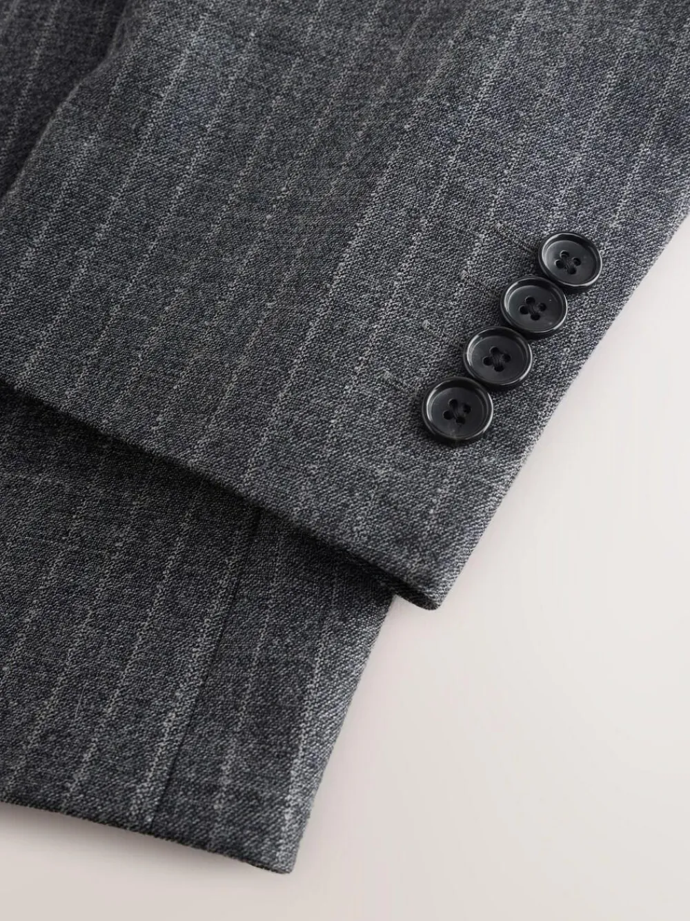 Online Next Grey Tailored Fit Wool Blend Stripe Suit Jacket