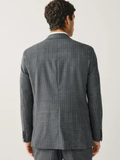 Online Next Grey Tailored Fit Wool Blend Stripe Suit Jacket