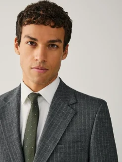 Online Next Grey Tailored Fit Wool Blend Stripe Suit Jacket