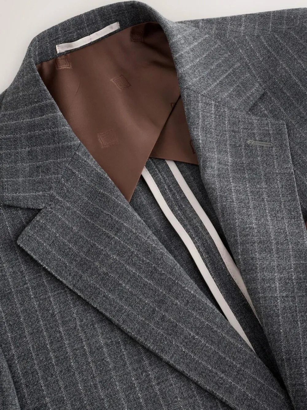 Online Next Grey Tailored Fit Wool Blend Stripe Suit Jacket